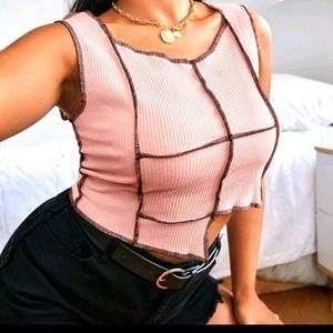 (2) Plus Stitch Contrast Tank Top